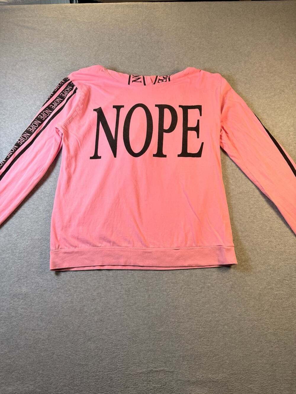 On Fire Pink NOPE Graphic Long Sleeve Hoodie Size 2X